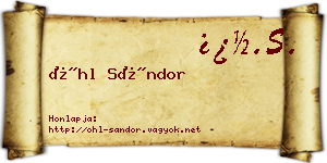 Öhl Sándor névjegykártya
